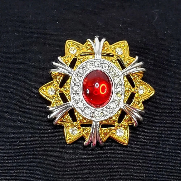 Shakira Caine Jewelry - VTG Shakira Caine Rare Gold & Rhodium Plated Maltese Burst Pendant Choker